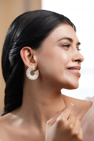 Dula Tone Crystal Radiant Swirl Hoop Earrings