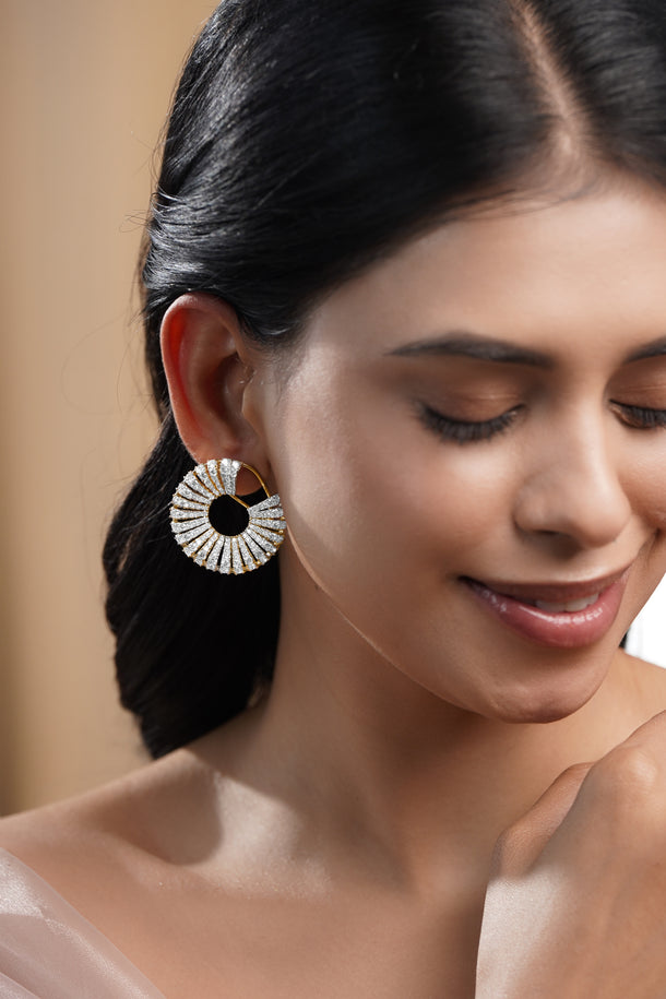 Dula Tone Crystal Radiant Swirl Hoop Earrings
