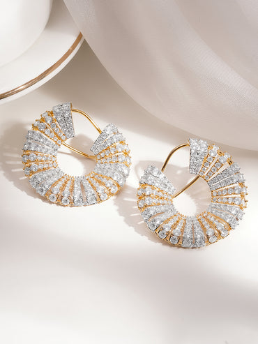Dula Tone Crystal Radiant Swirl Hoop Earrings