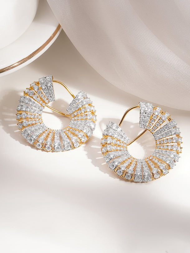 Dula Tone Crystal Radiant Swirl Hoop Earrings