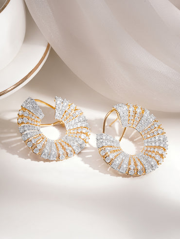 Dula Tone Crystal Radiant Swirl Hoop Earrings