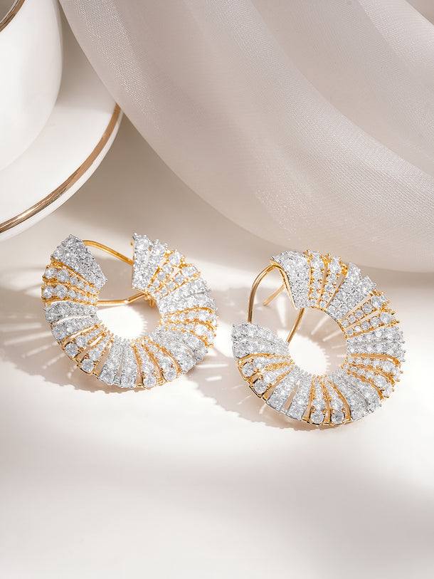 Dula Tone Crystal Radiant Swirl Hoop Earrings