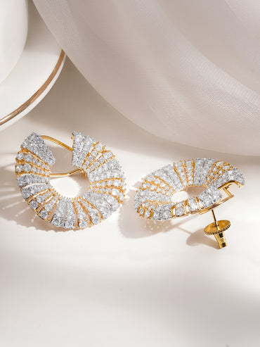 Dula Tone Crystal Radiant Swirl Hoop Earrings