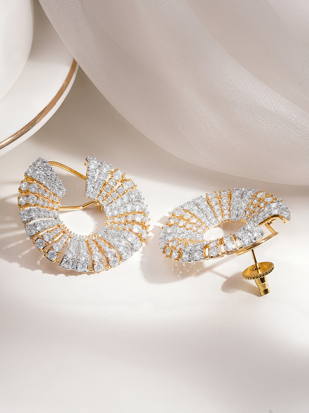 Dula Tone Crystal Radiant Swirl Hoop Earrings