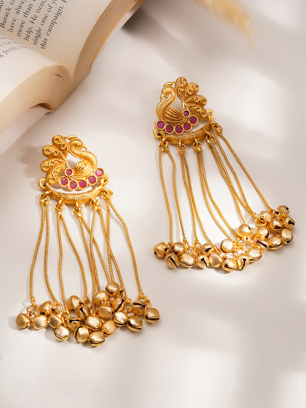 Temple Inspired Peacock Tassel Dangler Earrings