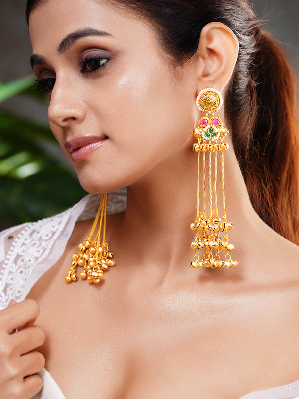 Royal Gold Ghungroo Tassel Dangler Earrings