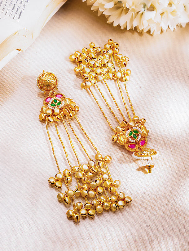 Royal Gold Ghungroo Tassel Dangler Earrings