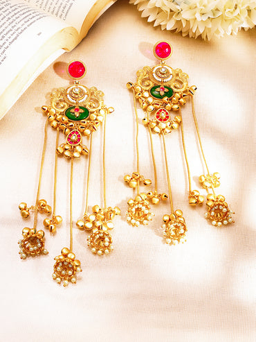 Kashmiri Jhumka Cascade Statement Earrings