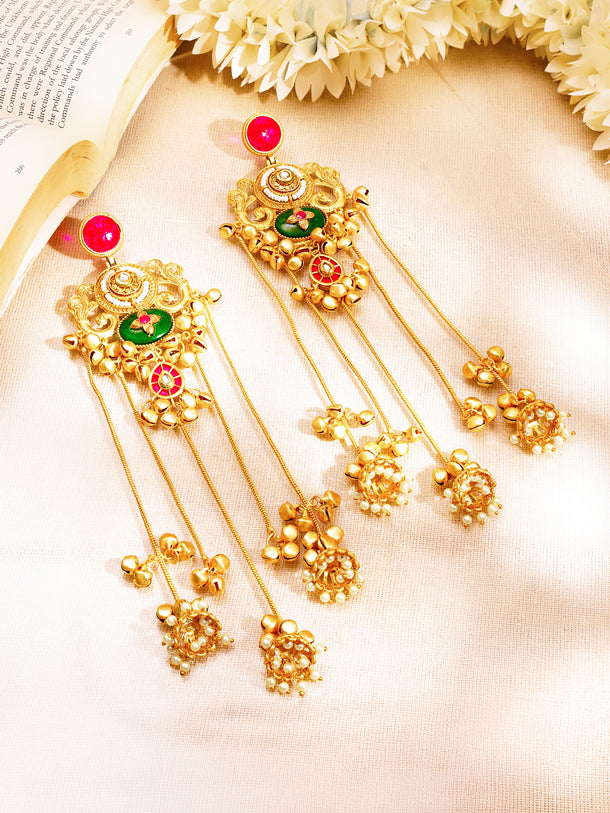 Kashmiri Jhumka Cascade Statement Earrings