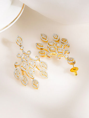 Golden CZ Cascade Chandelier Earrings