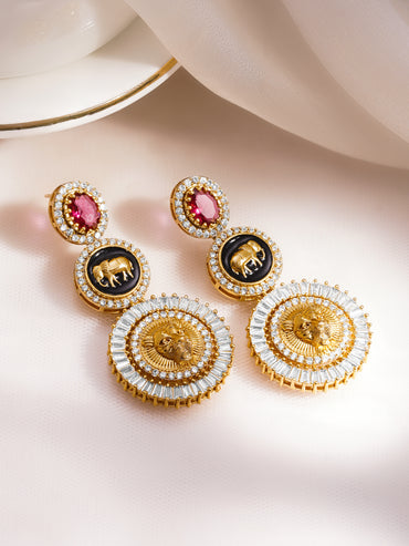 Festive Royal Statement Drop Earrings