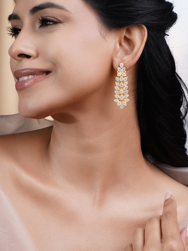 Floral Cascade Diamond Drop Earrings