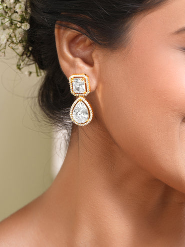 Luxury Gold Cubic Zirconia Drop Earrings