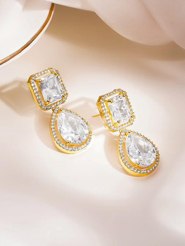 Luxury Gold Cubic Zirconia Drop Earrings