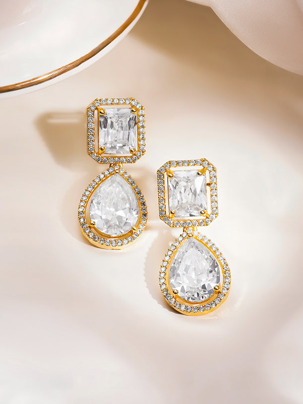 Luxury Gold Cubic Zirconia Drop Earrings