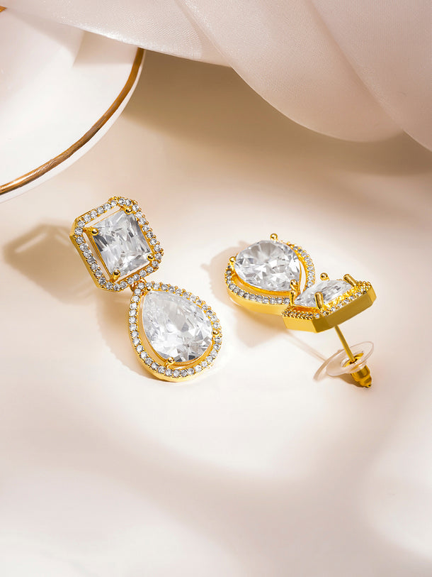 Luxury Gold Cubic Zirconia Drop Earrings
