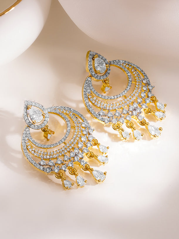 Sparkle Brilliant Cubic Zirconia Chandelier Earrings