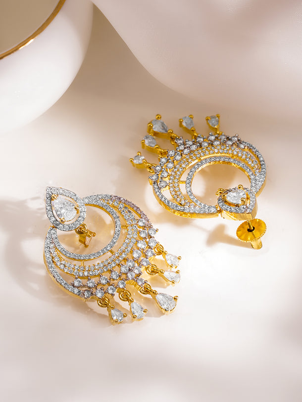 Sparkle Brilliant Cubic Zirconia Chandelier Earrings