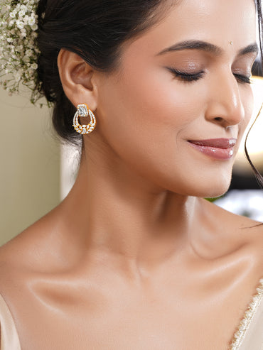 Radiant Halo Cubic Zirconia Drop Earrings