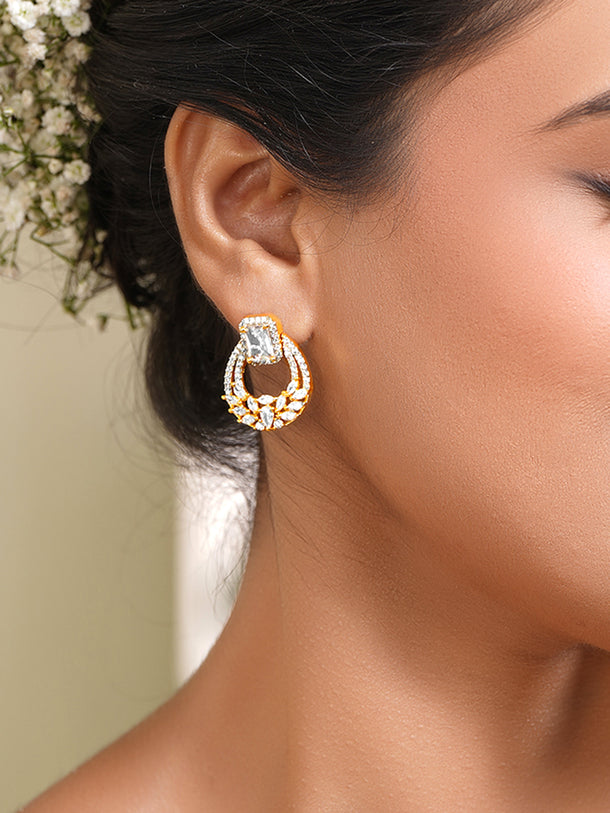 Radiant Halo Cubic Zirconia Drop Earrings