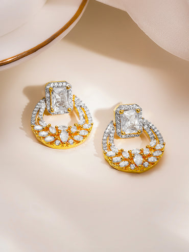 Radiant Halo Cubic Zirconia Drop Earrings