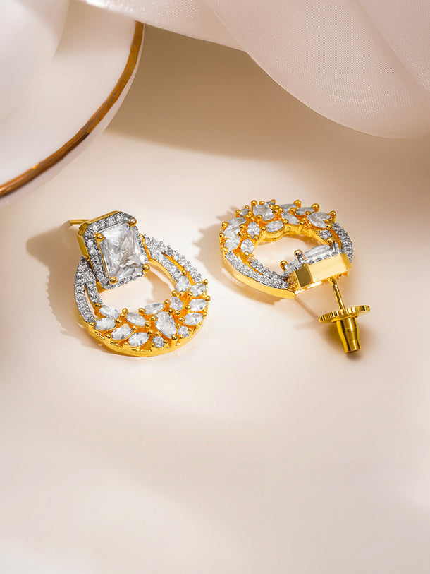 Radiant Halo Cubic Zirconia Drop Earrings