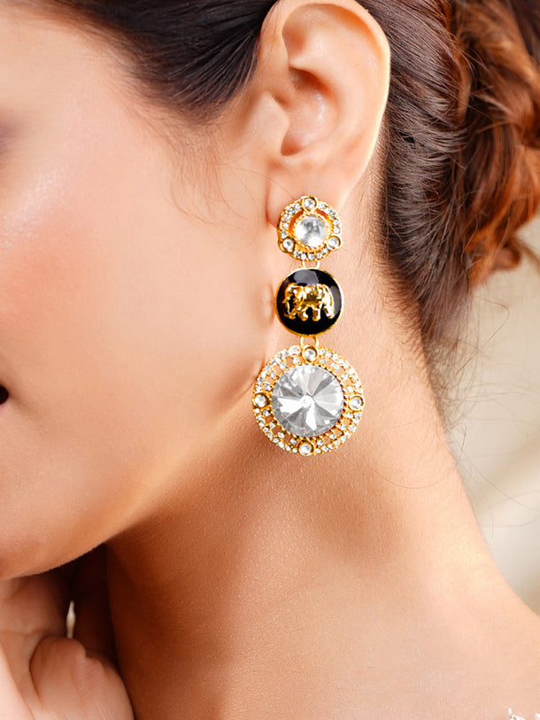 Regal Medallion Zirconia Drop Earrings