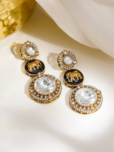 Regal Medallion Zirconia Drop Earrings