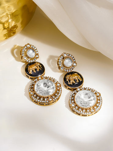 Regal Medallion Zirconia Drop Earrings