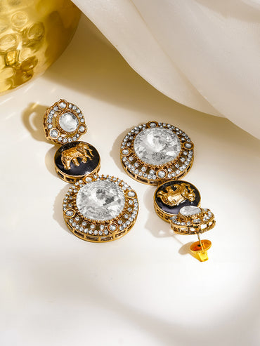 Regal Medallion Zirconia Drop Earrings