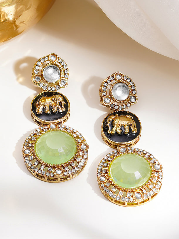 Royal Pastel Medallion Statement Drop Earrings