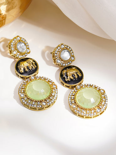 Royal Pastel Medallion Statement Drop Earrings