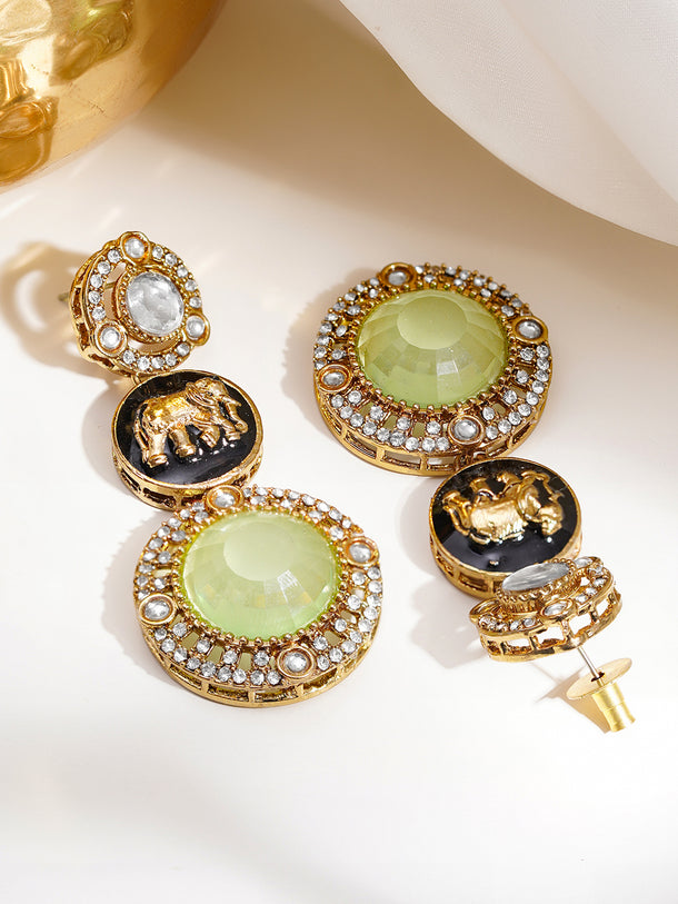 Royal Pastel Medallion Statement Drop Earrings