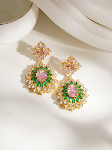 Blooming Radiance Crystal Statement Earrings