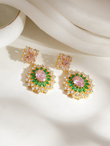 Blooming Radiance Crystal Statement Earrings