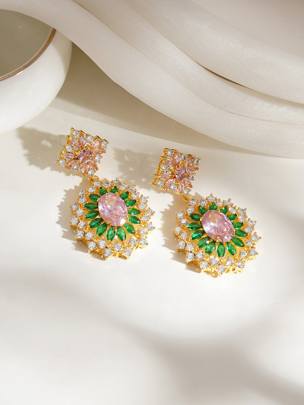 Blooming Radiance Crystal Statement Earrings