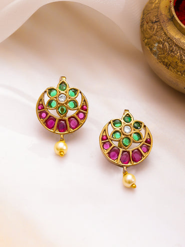 Pink Moon Floral Green Ear Cuffs