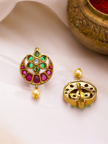 Pink Moon Floral Green Ear Cuffs