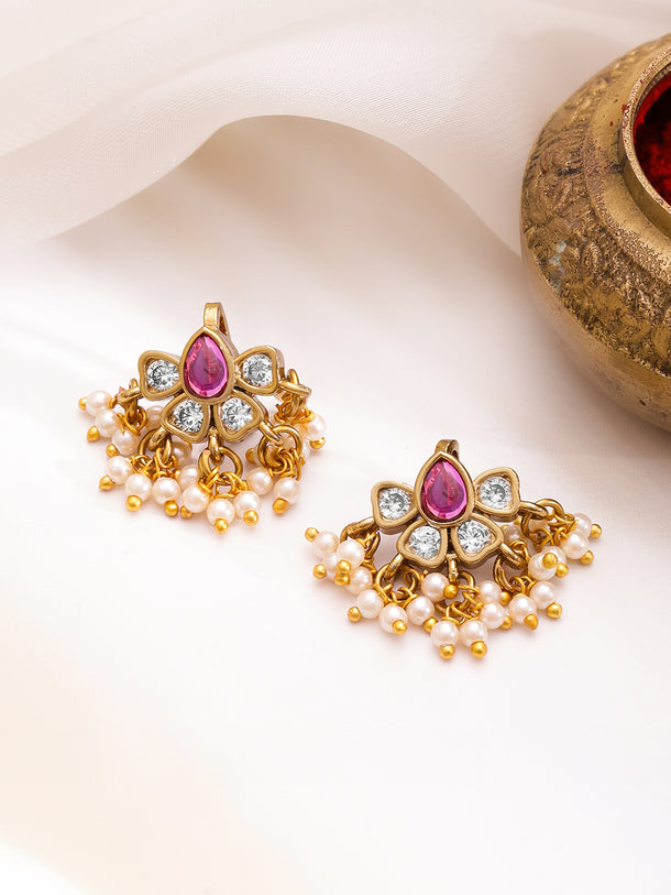 Artisan Bloom Floral Pearl Earrings