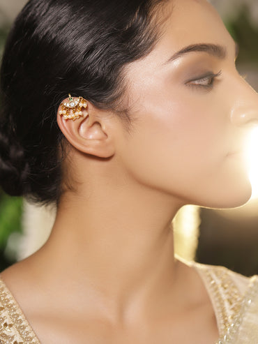 Half Moon with Pearl Drops Ear Cuffs