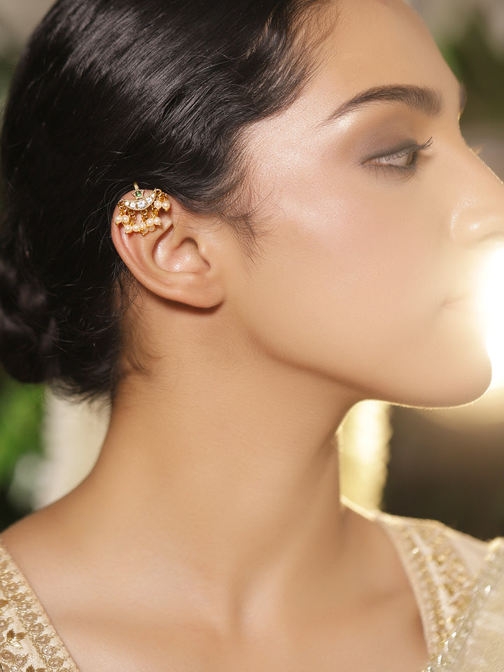 Half Moon with Pearl Drops Ear Cuffs