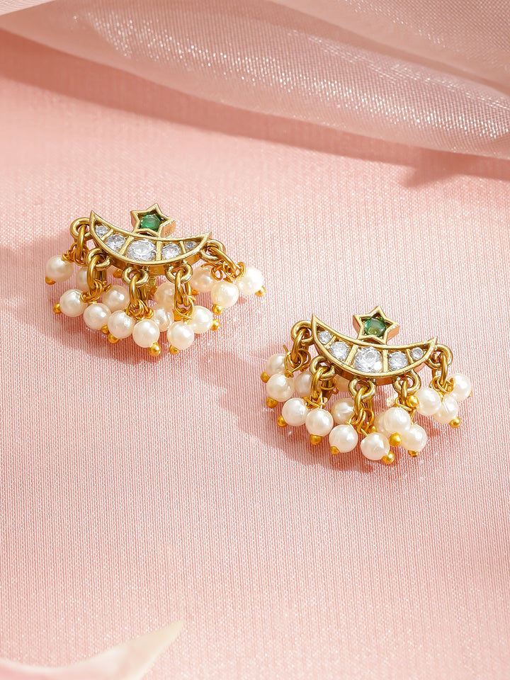 Half Moon with Pearl Drops Ear Cuffs