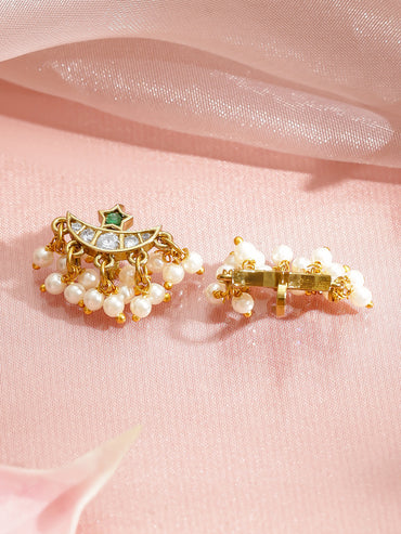 Half Moon with Pearl Drops Ear Cuffs