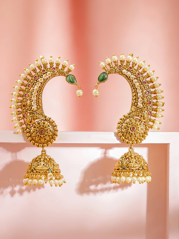 Gold Toned Ear Cuff Jhumkas