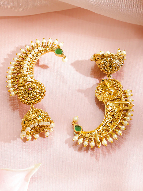 Gold Toned Ear Cuff Jhumkas