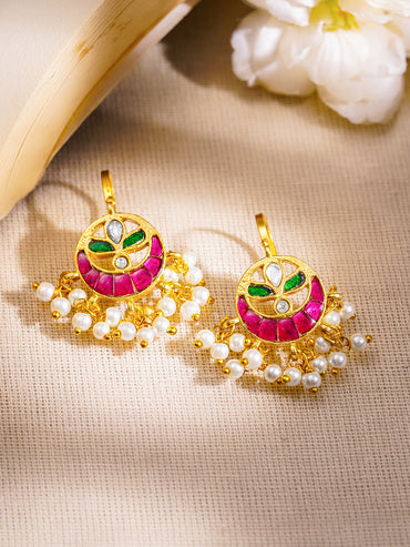 Elegant Festive Ruby Green Statement Ear Cuffs