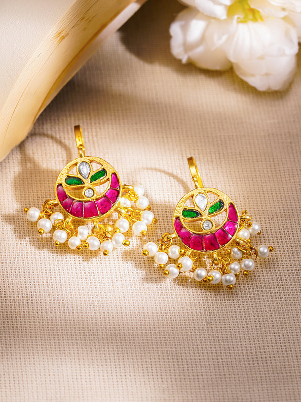 Elegant Festive Ruby Green Statement Ear Cuffs