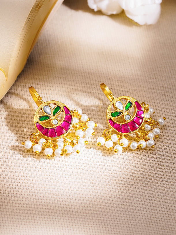 Elegant Festive Ruby Green Statement Ear Cuffs