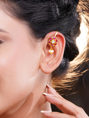 Festive Kundan Pearl Cluster Ear Cuffs