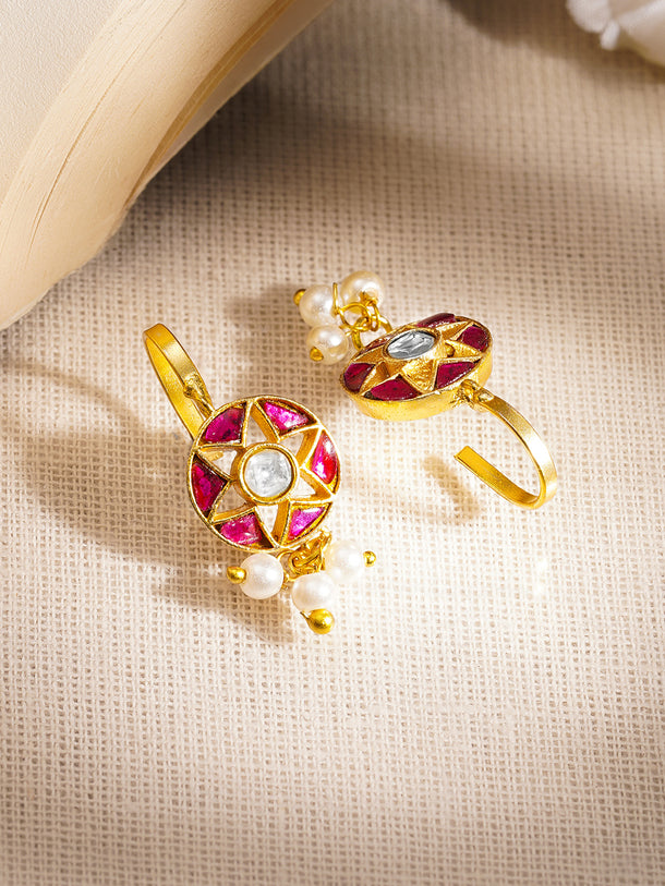 Festive Kundan Pearl Cluster Ear Cuffs
